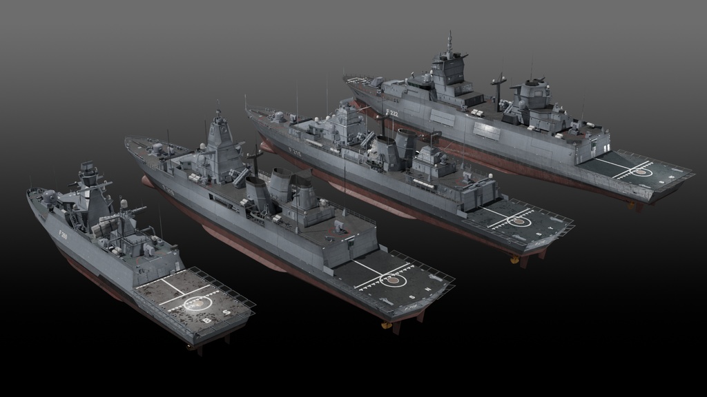現代ドイツ海軍 game-ready 3D model
