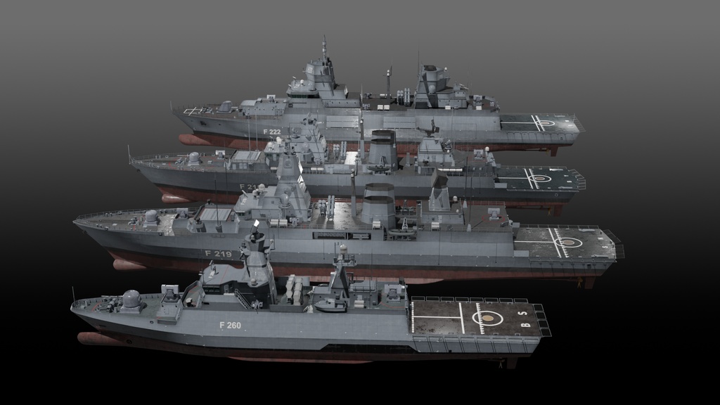現代ドイツ海軍 game-ready 3D model