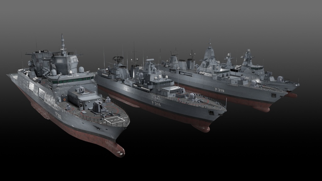 現代ドイツ海軍 game-ready 3D model