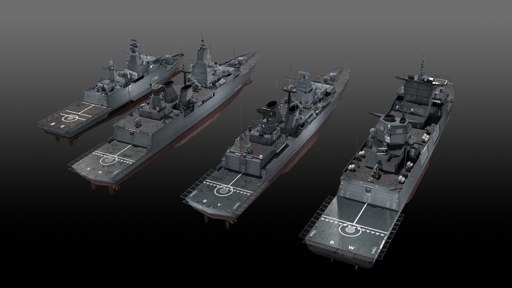 現代ドイツ海軍 game-ready 3D model