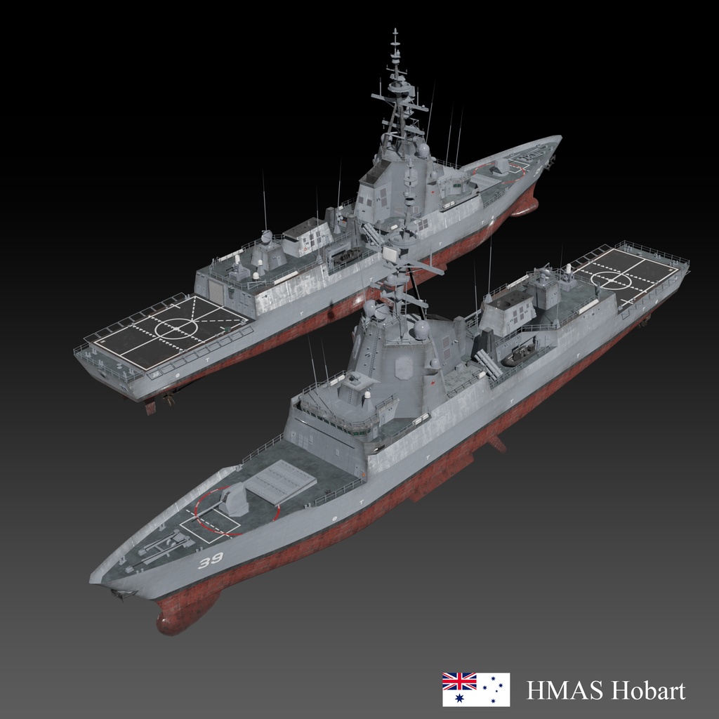 ホバート級駆逐艦 Gameready 3d model