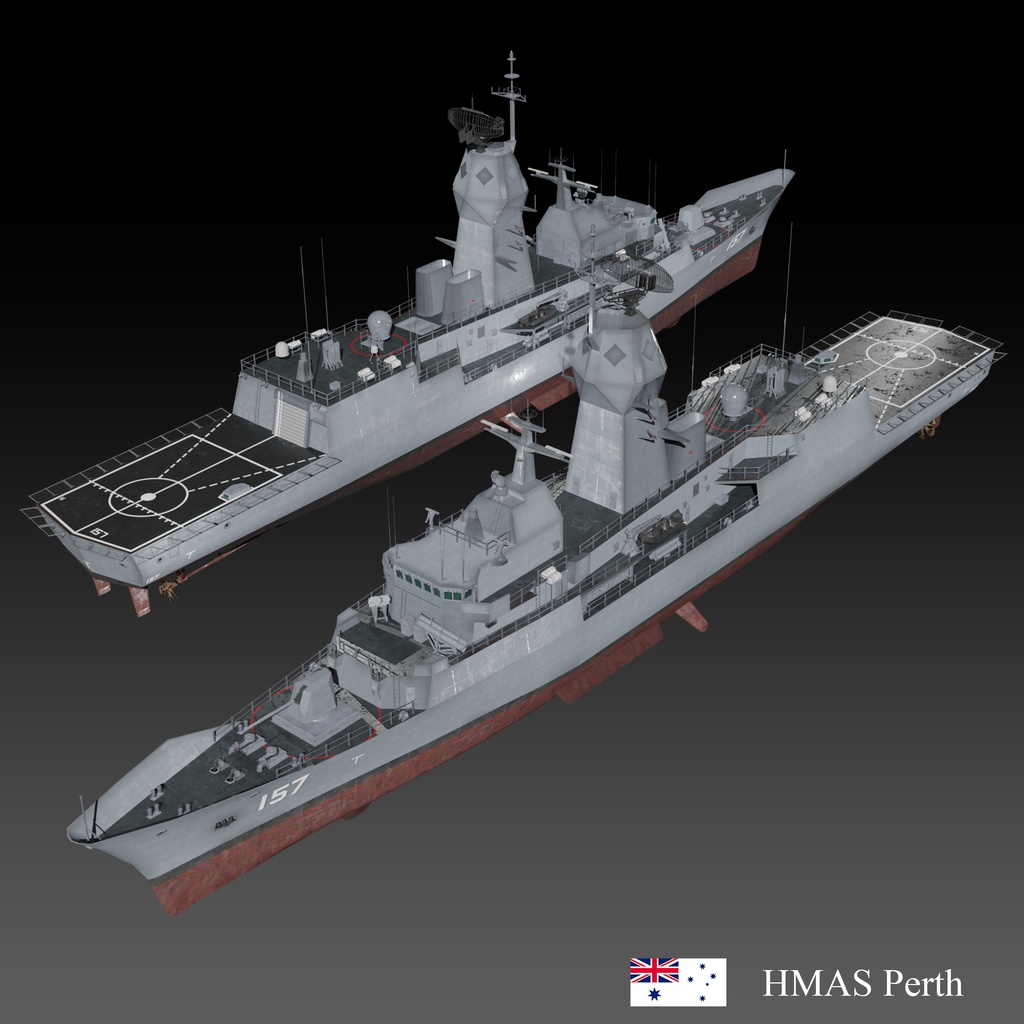 アンザック級フリゲート game ready 3d model