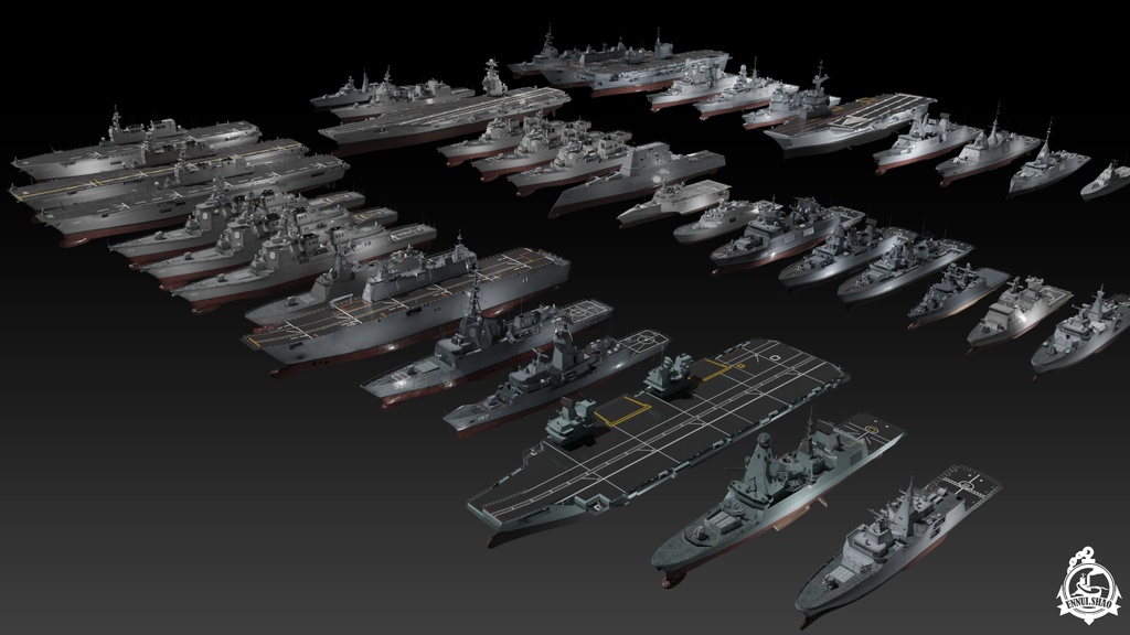 現代の軍艦 3D コレクション