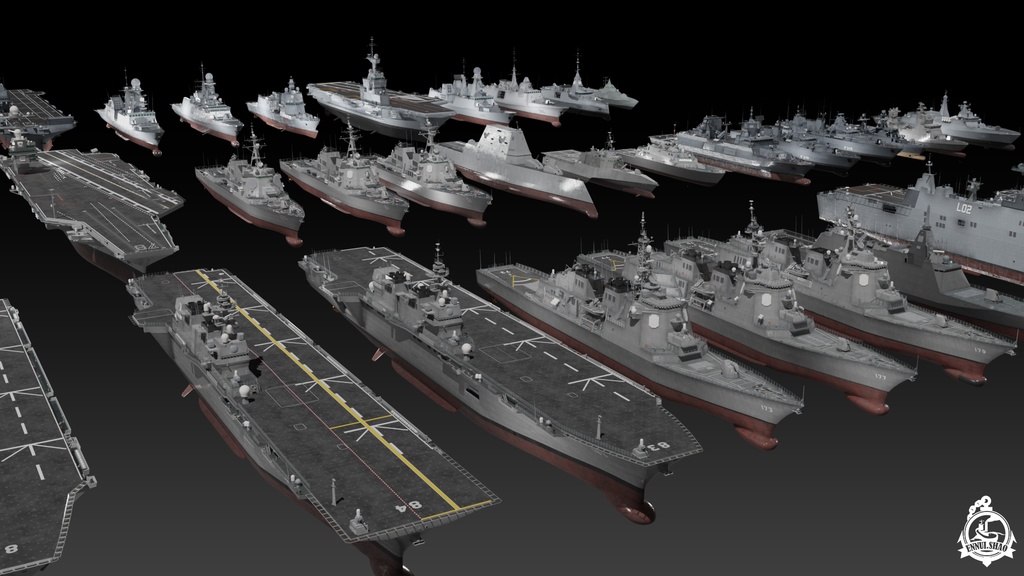 現代の軍艦 3D コレクション