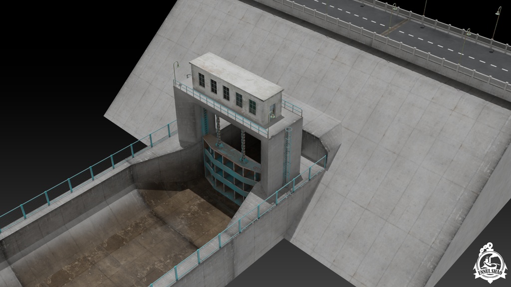 ダムと洪水調節路 3D model