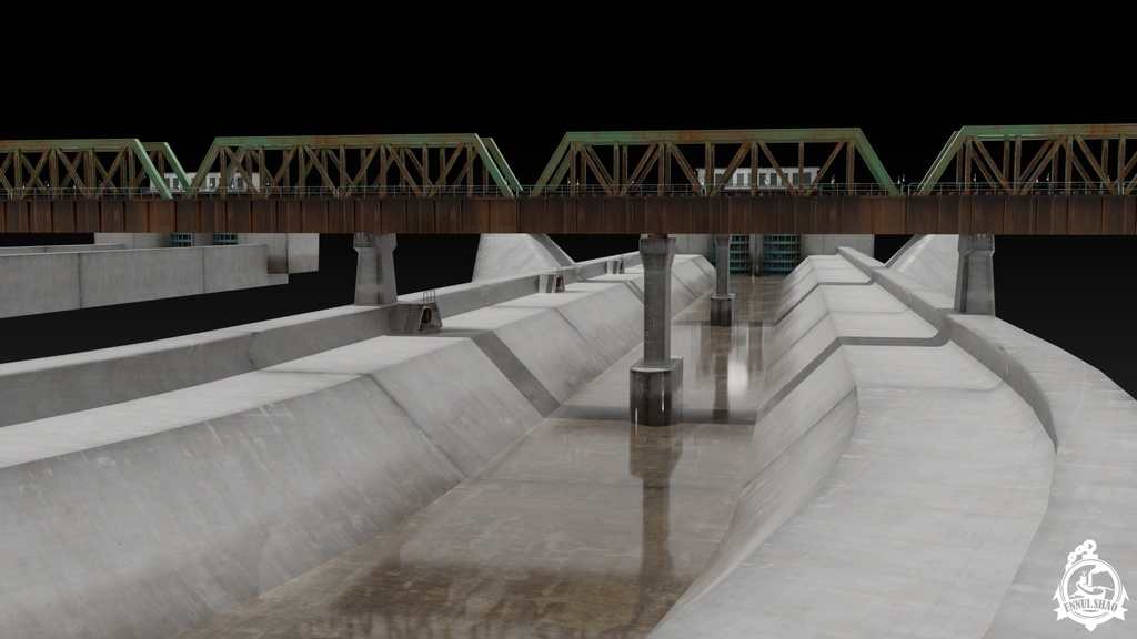 ダムと洪水調節路 3D model