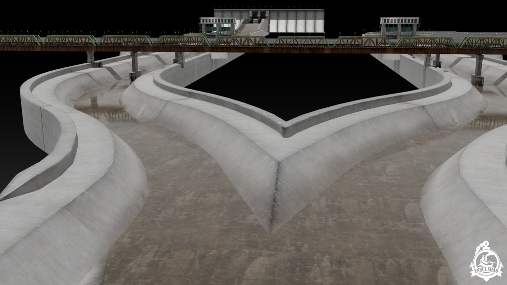 ダムと洪水調節路 3D model