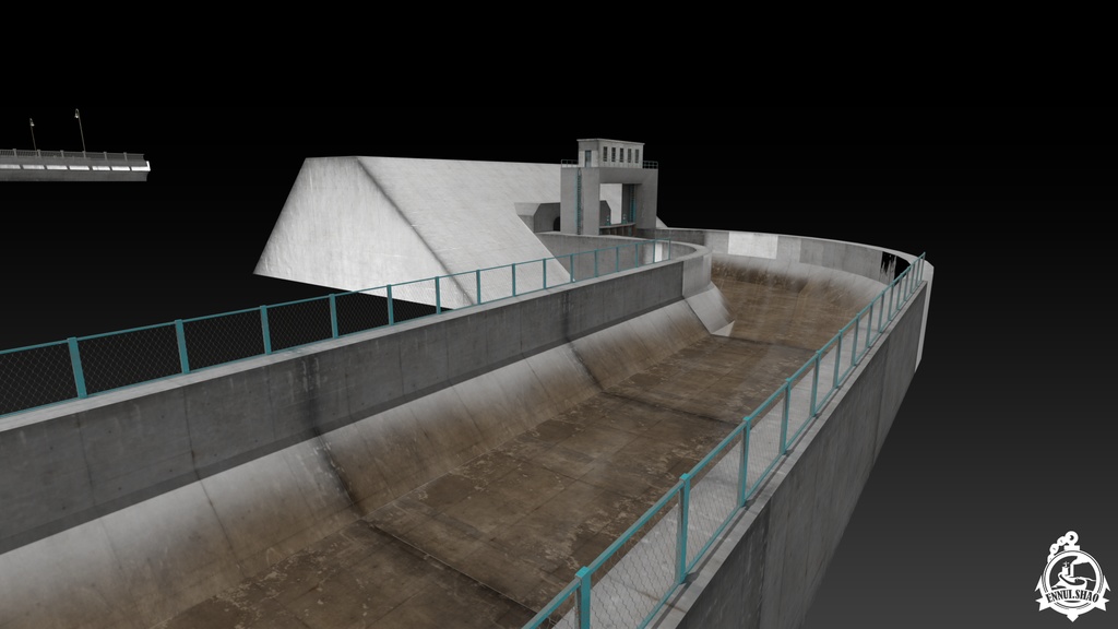 ダムと洪水調節路 3D model