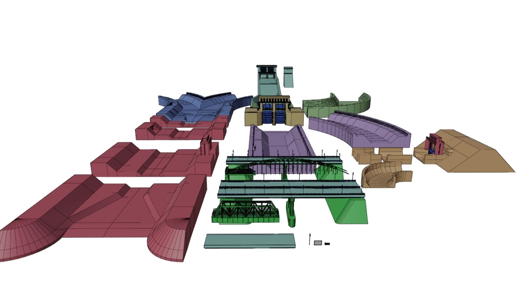 ダムと洪水調節路 3D model