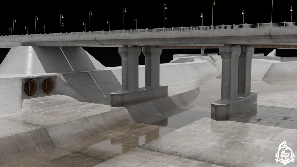 ダムと洪水調節路 3D model