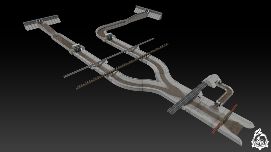 ダムと洪水調節路 3D model