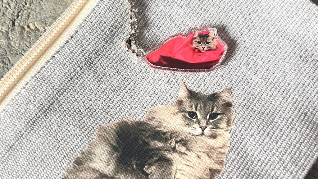【ミニりりキーホルダー付】お家に帰りたい猫マルチフラットポーチ