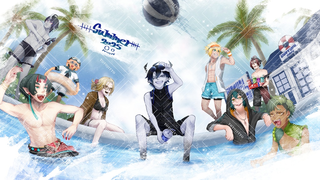 【無料/フリー素材】プール背景【手書き】