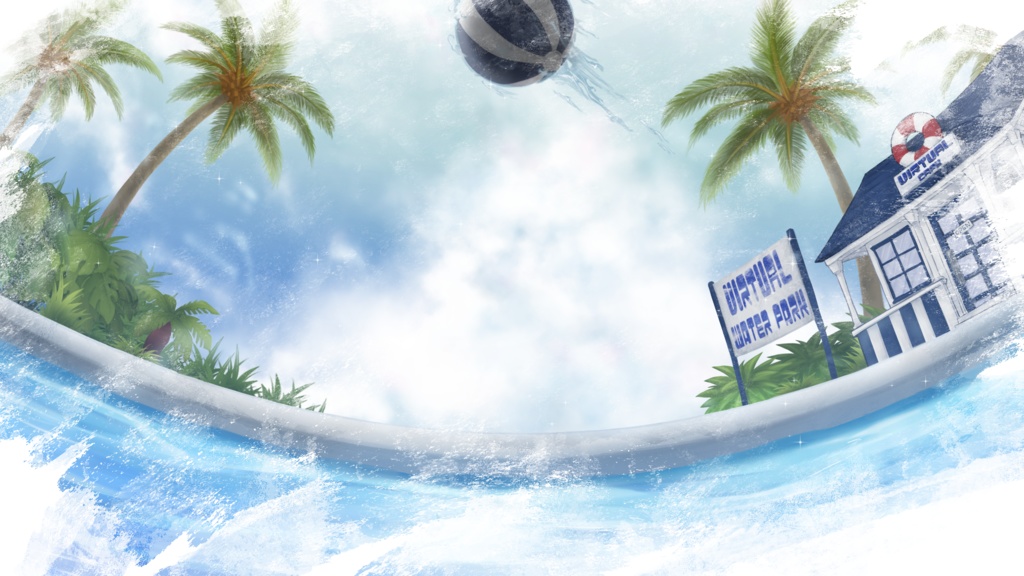 【無料/フリー素材】プール背景【手書き】