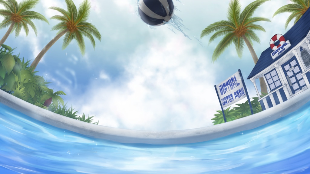 【無料/フリー素材】プール背景【手書き】