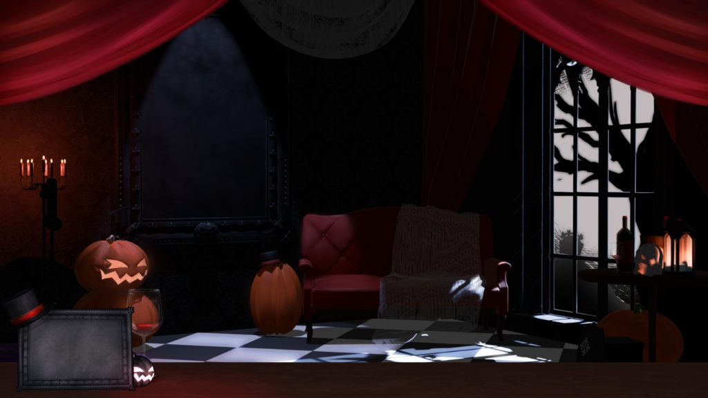 【無料/フリー素材】ハロウィンルーム【背景素材】