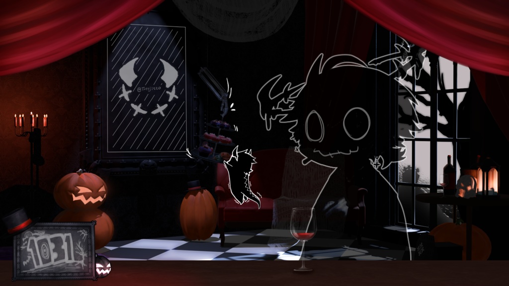 【無料/フリー素材】ハロウィンルーム【背景素材】