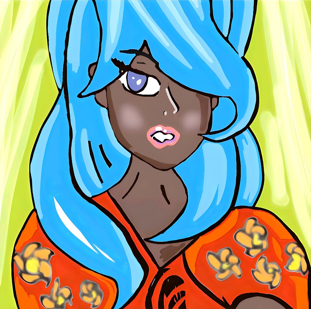 Chica hermosa de cabello celeste