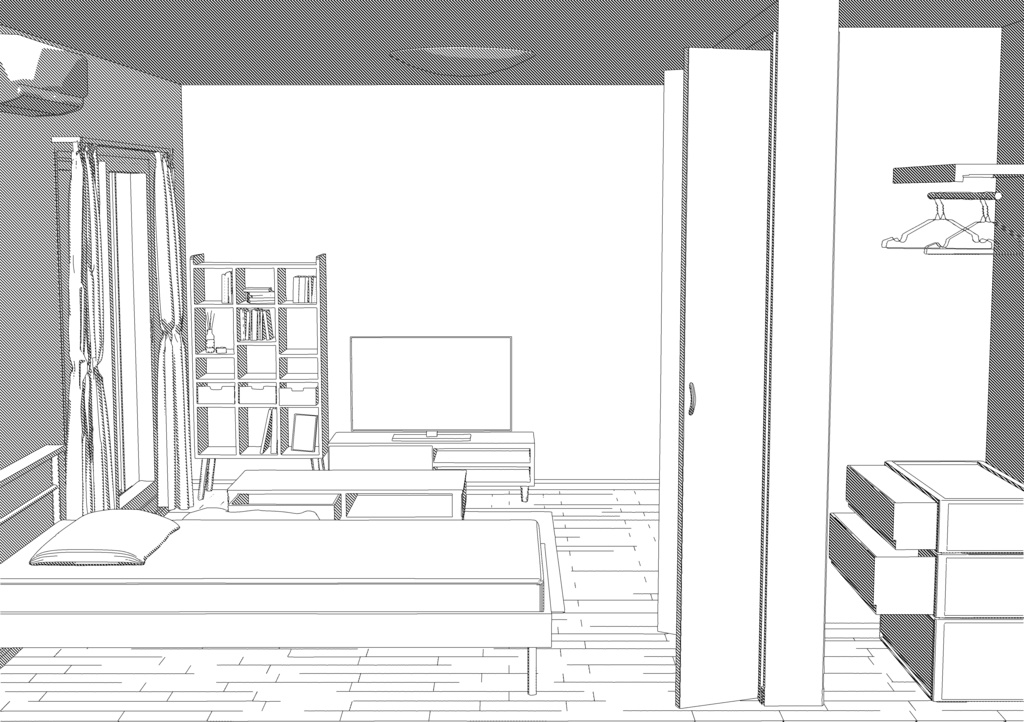 【3D】ワンルームアパート一式