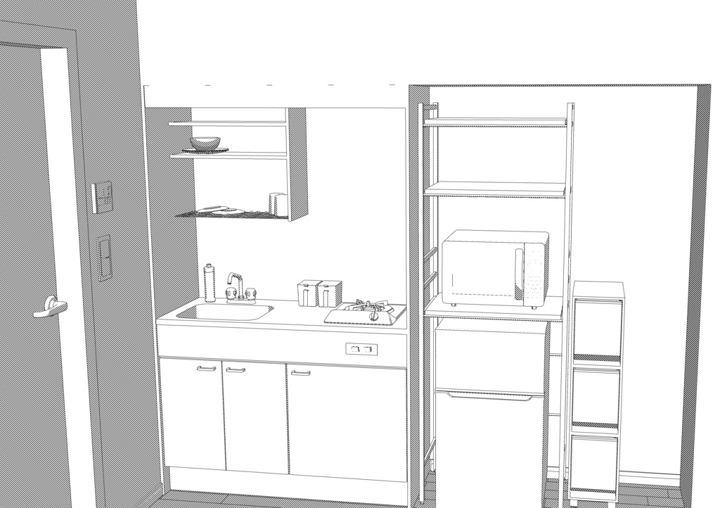 【3D】ワンルームアパート一式