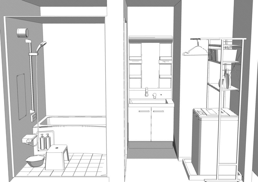 【3D】ワンルームアパート一式