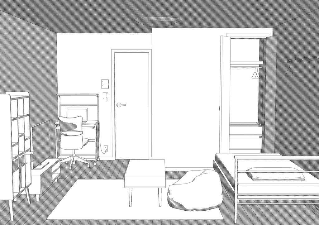 【3D】ワンルームアパート一式