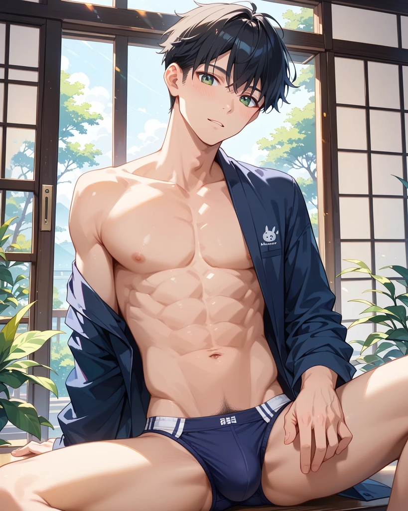 黒髪男子 ブリーフ姿 セクシー　全16枚