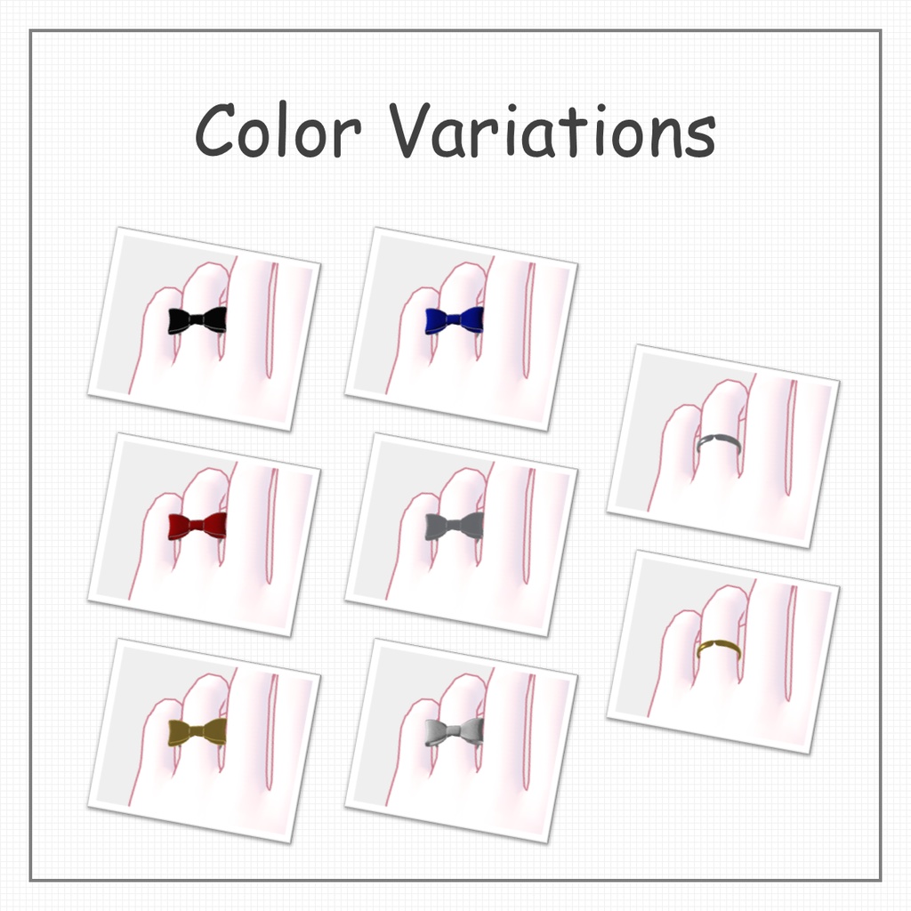 【4アバター対応】Dearly Ribbon Ring【VRChat想定】