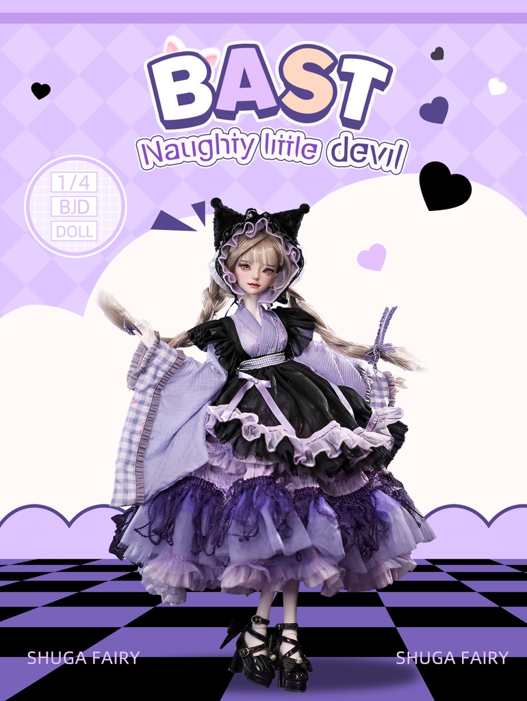 Shugafairy Bast-オリジナルのbjd、人形・1/4頭のbariyいたずらな小悪魔スタイル　アニメの女の子のための関節おもちゃ　完全なセット