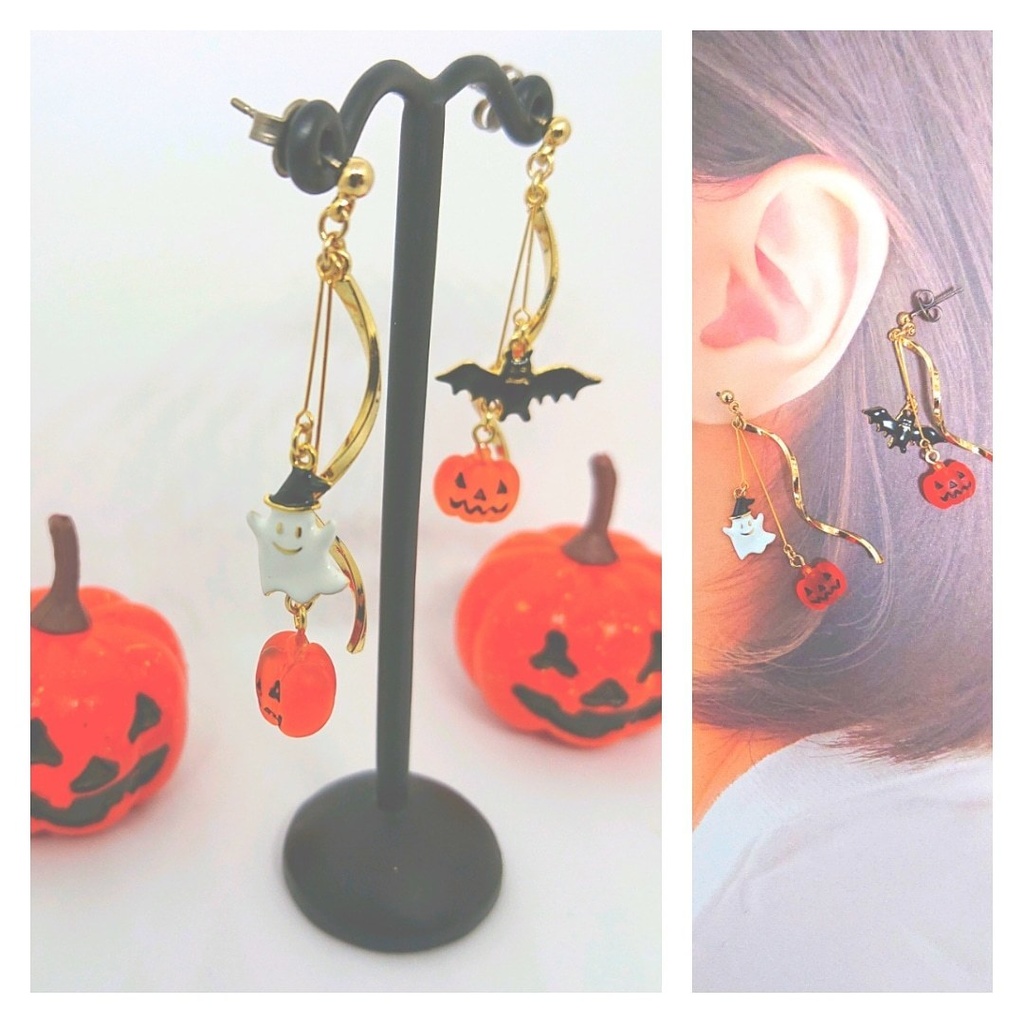 ハロウィンピアス★ユラユラ可愛い秋ピアス