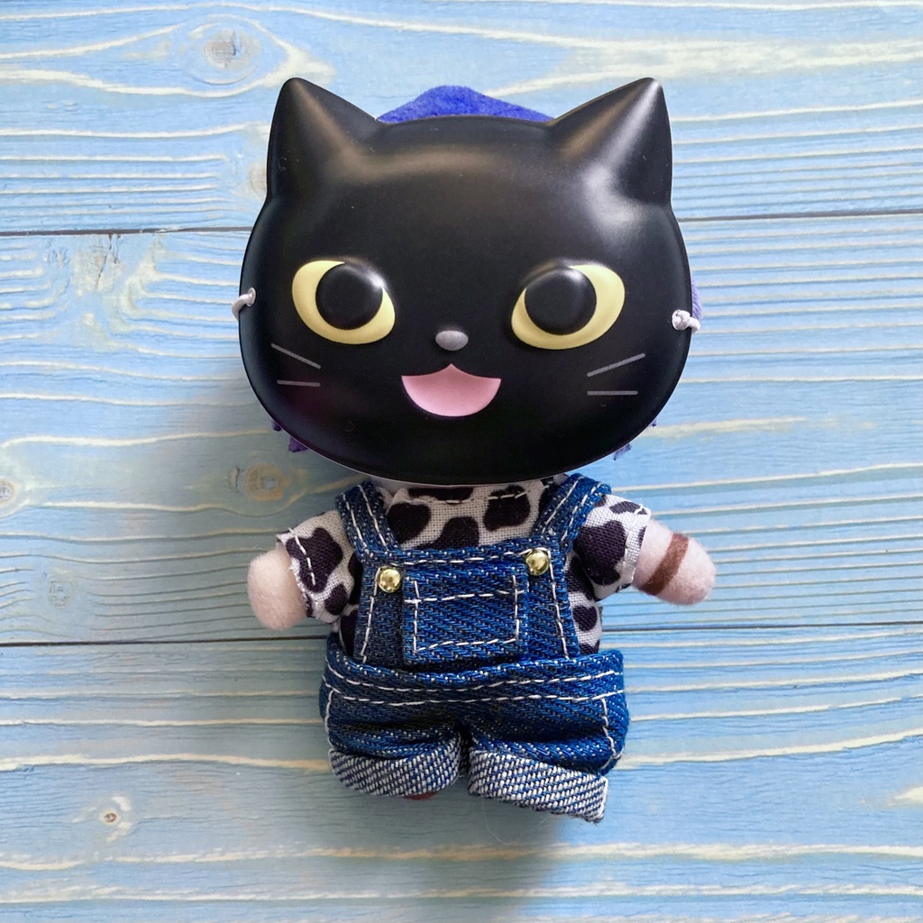 全2色【10cmぬい服】牛さんデニムサロペット