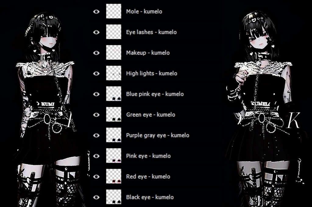 GRUS’s FACE+BODY MAKEUP x 6 CRYSTAL EYES TEXTURES♥