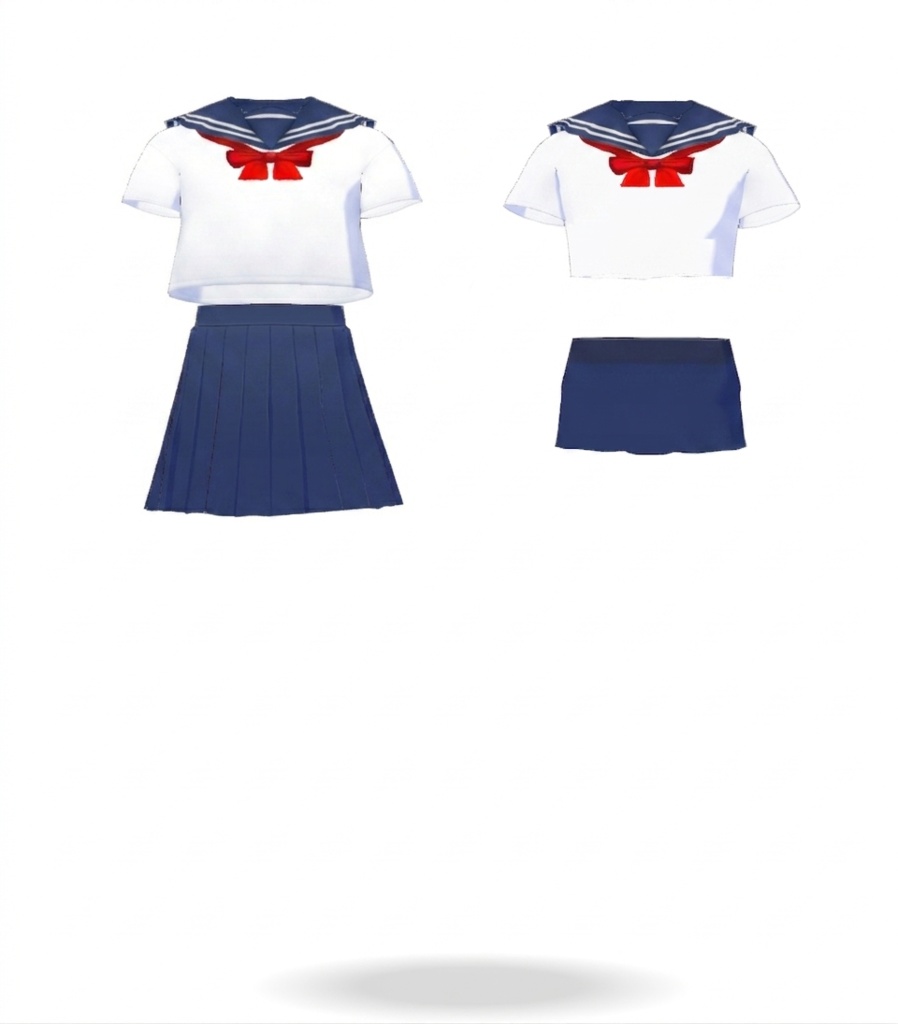 赤リボンのセーラー服上下セット2種(アバター靴靴下は付きません)