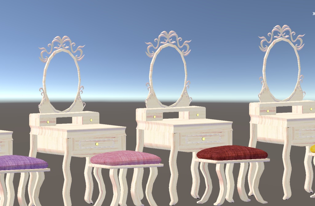 <3D>ドレッサーコスメセット white&black チェア7色展開