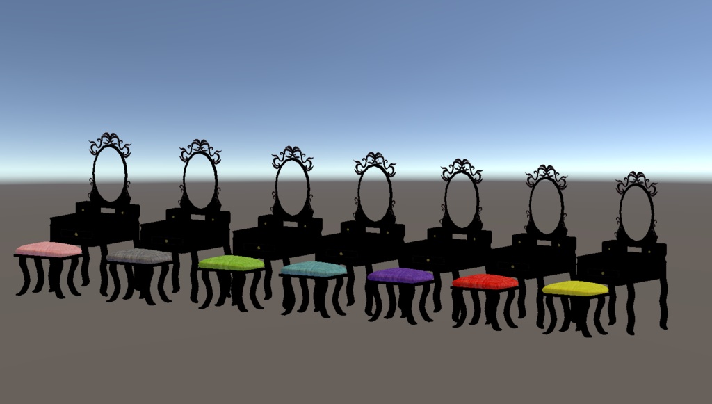 <3D>ドレッサーコスメセット white&black チェア7色展開