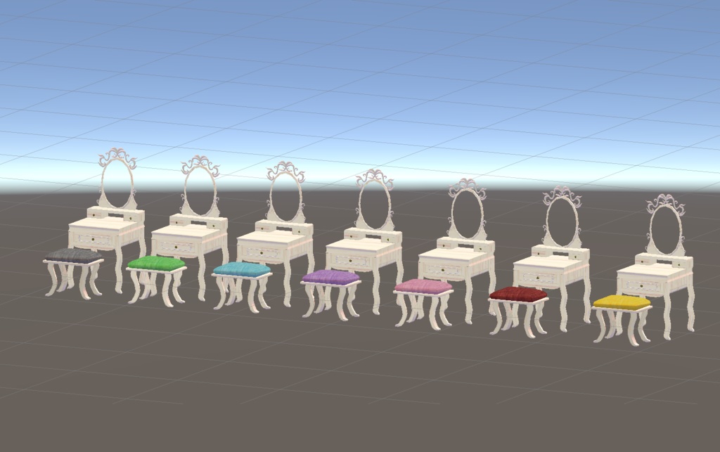 <3D>ドレッサーコスメセット white&black チェア7色展開