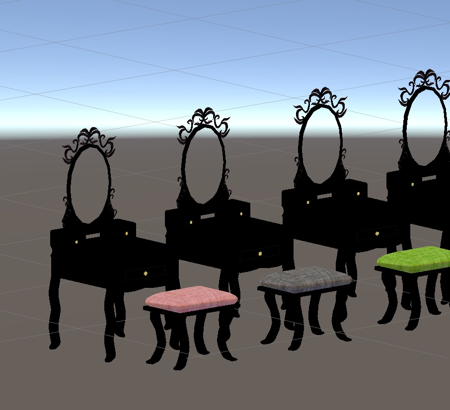 <3D>ドレッサーコスメセット white&black チェア7色展開