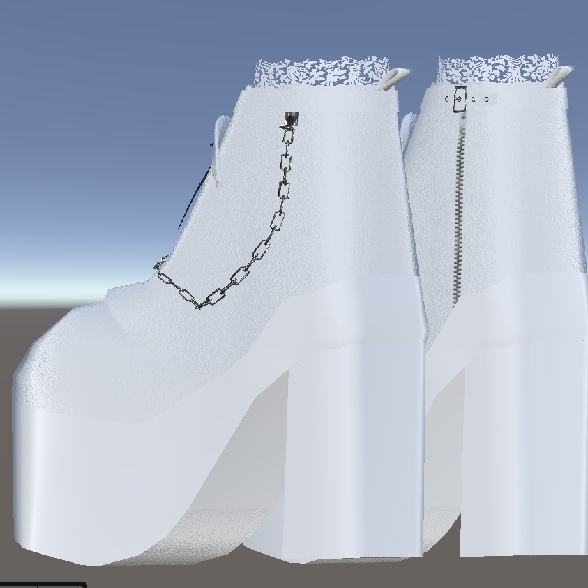 <3D>厚底ブーツ Black × white 2色セット◎サイズ調整シェイプキー付