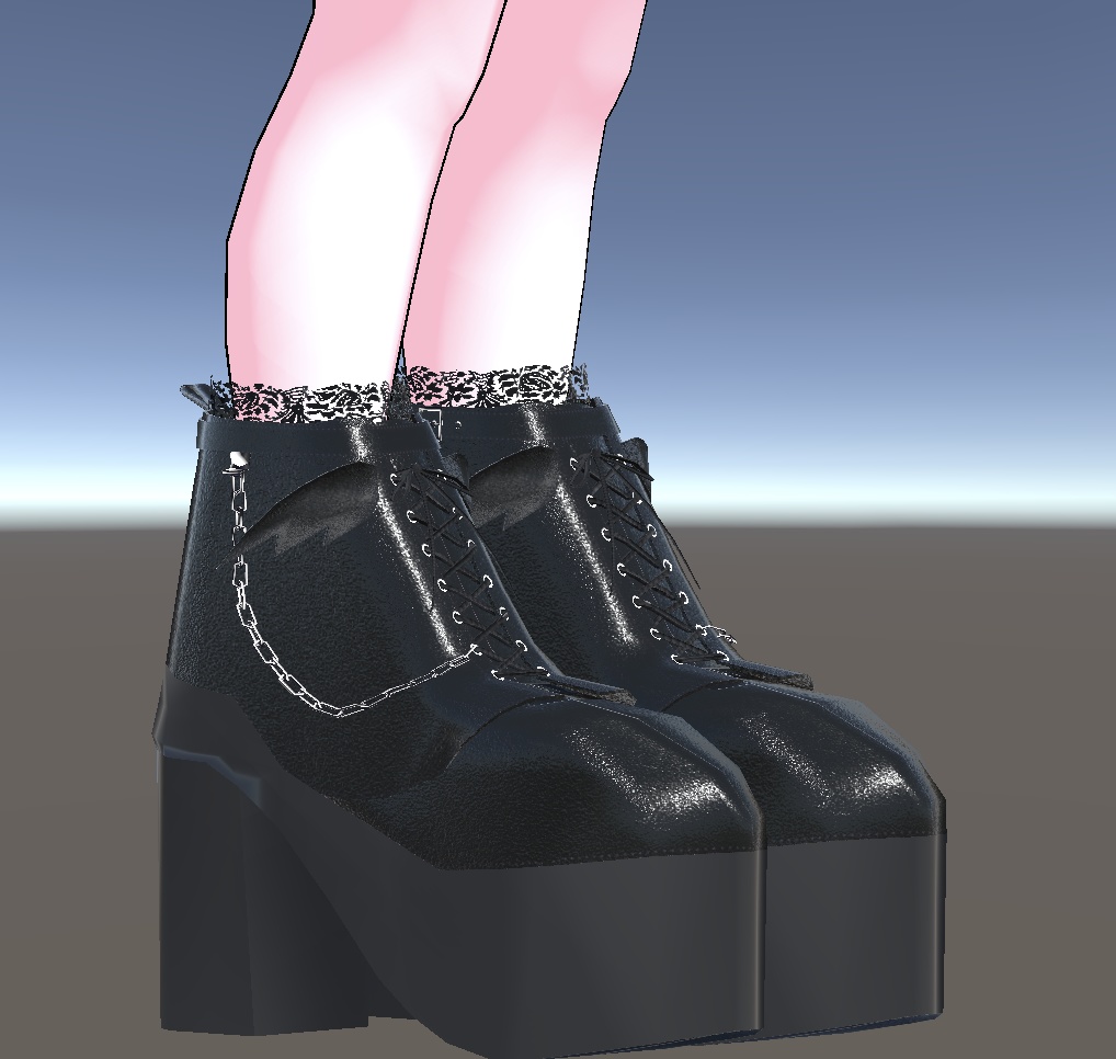 <3D>厚底ブーツ Black × white 2色セット◎サイズ調整シェイプキー付