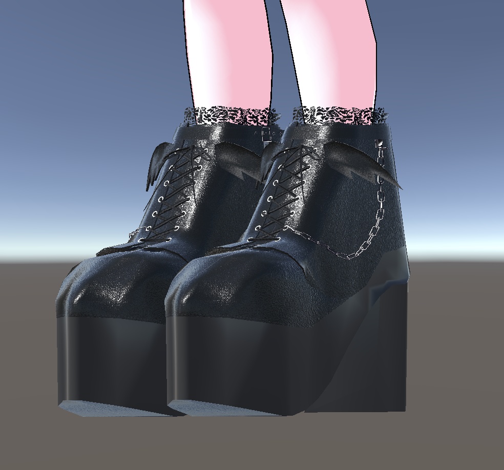 <3D>厚底ブーツ Black × white 2色セット◎サイズ調整シェイプキー付