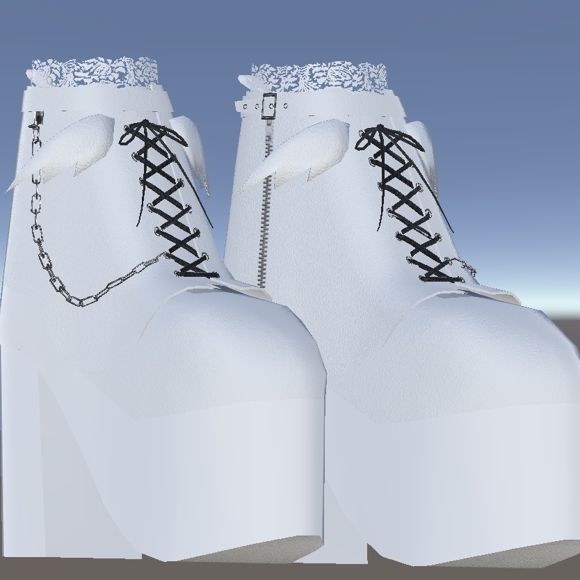 <3D>厚底ブーツ Black × white 2色セット◎サイズ調整シェイプキー付