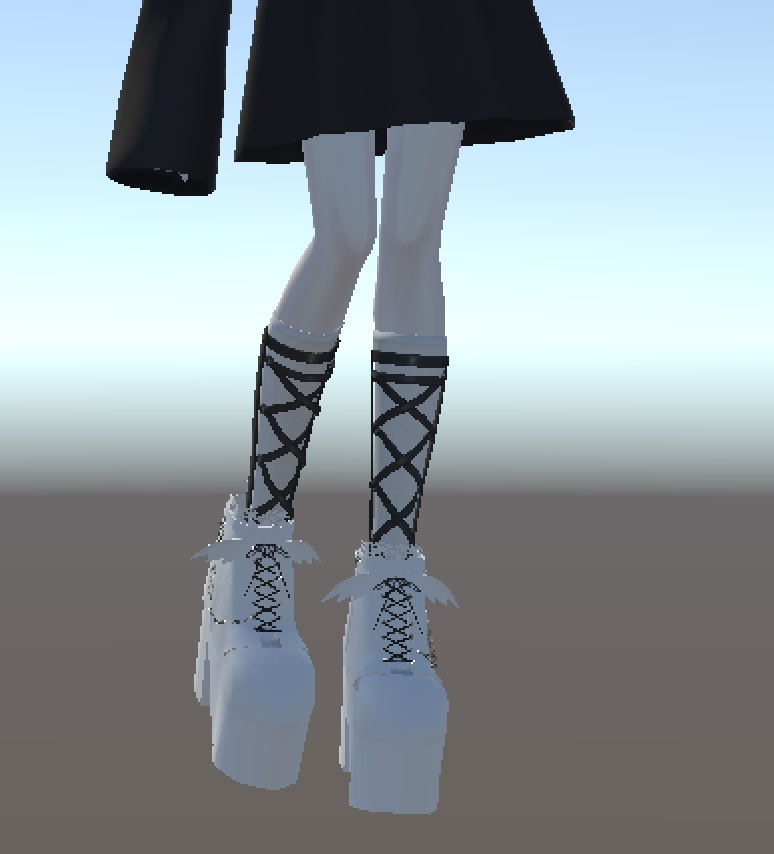 <3D>厚底ブーツ Black × white 2色セット◎サイズ調整シェイプキー付