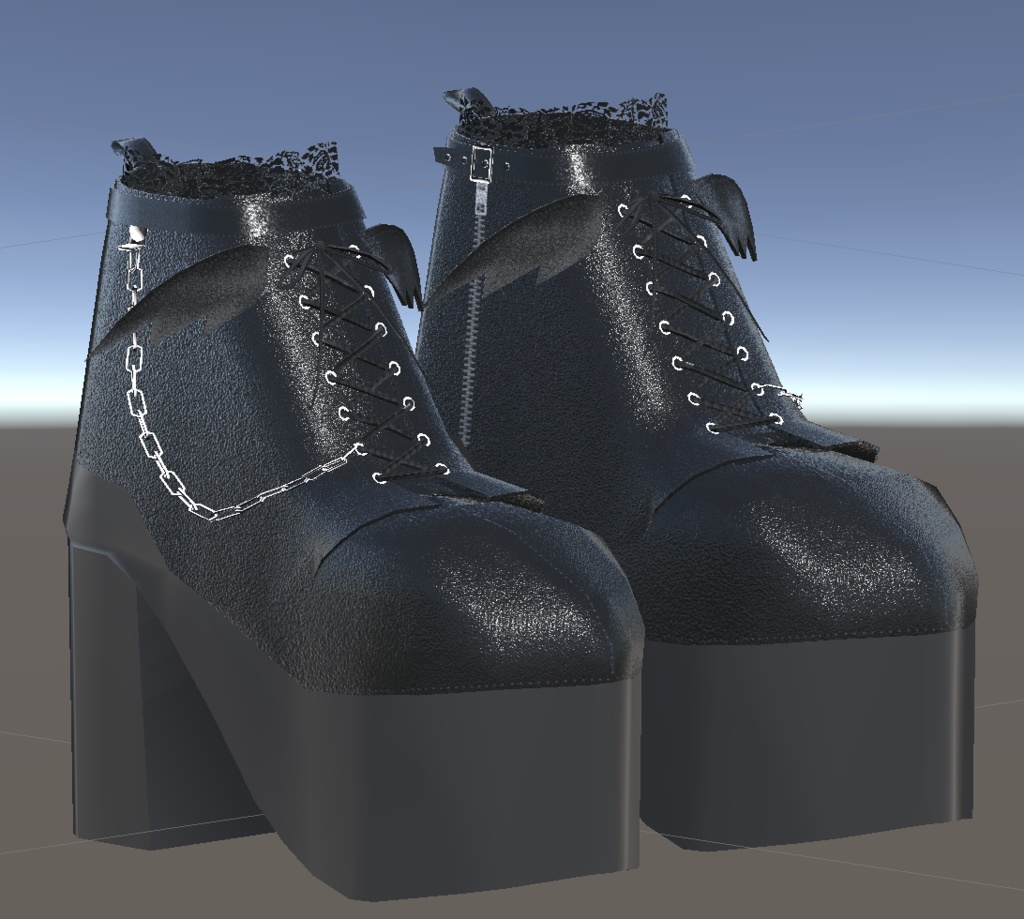 <3D>厚底ブーツ Black × white 2色セット◎サイズ調整シェイプキー付