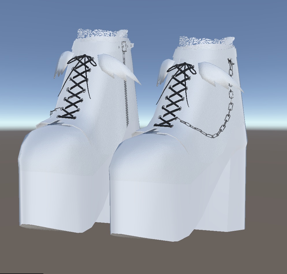 <3D>厚底ブーツ Black × white 2色セット◎サイズ調整シェイプキー付