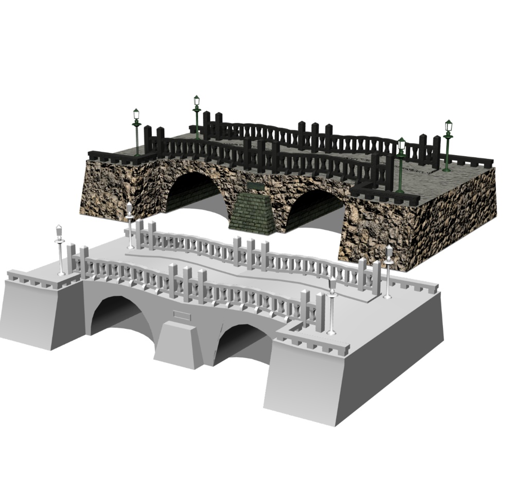 【3D背景モデル】浮世絵の世界を再現!明治期の橋