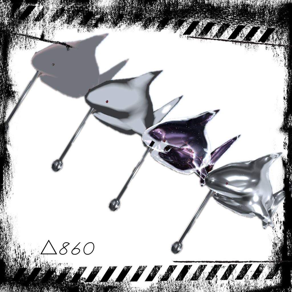<3D>サメピアス4色セット◎シェイプキー付き