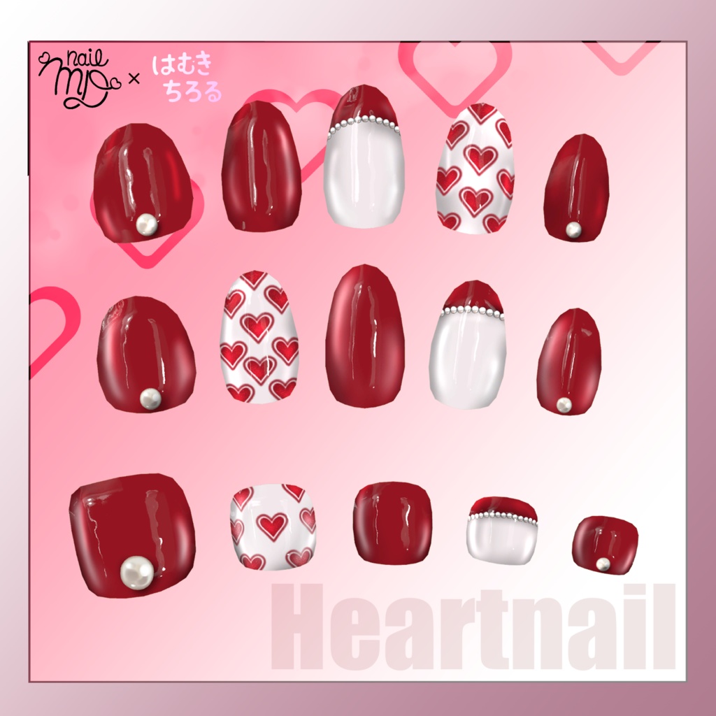 [MDollnail対応]７色展開ハートネイル　