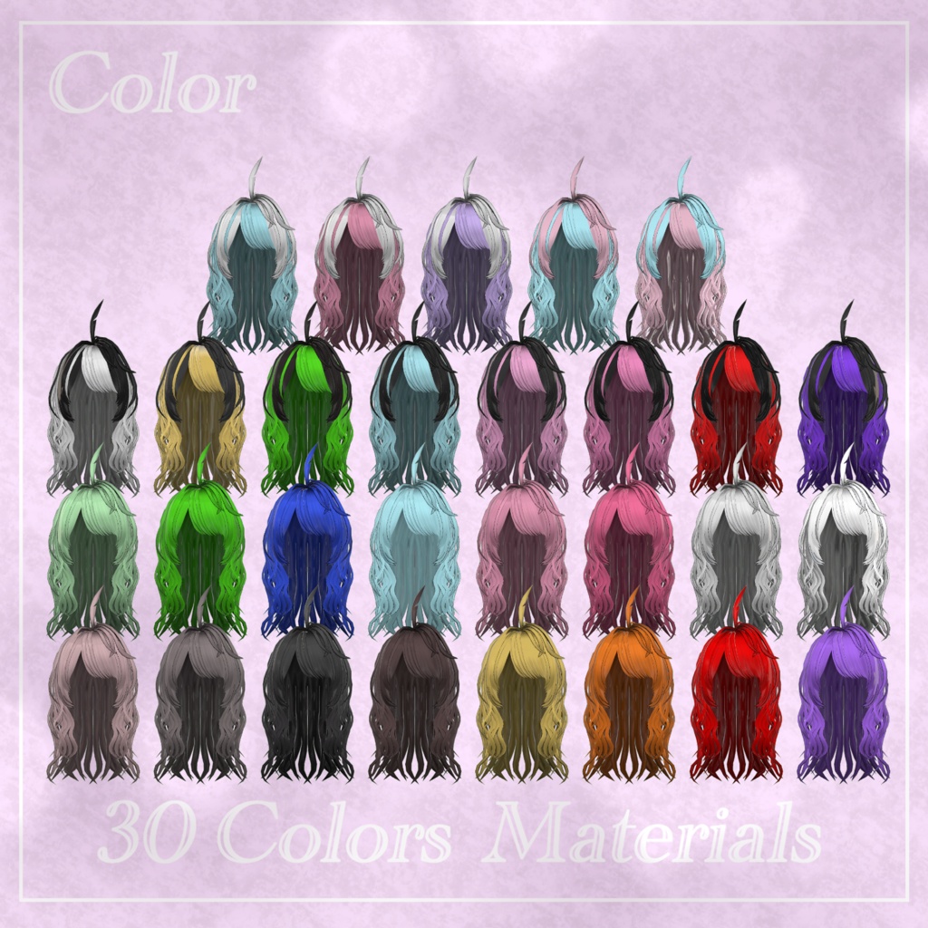 シアロングヘア<30色シェイプキー付>