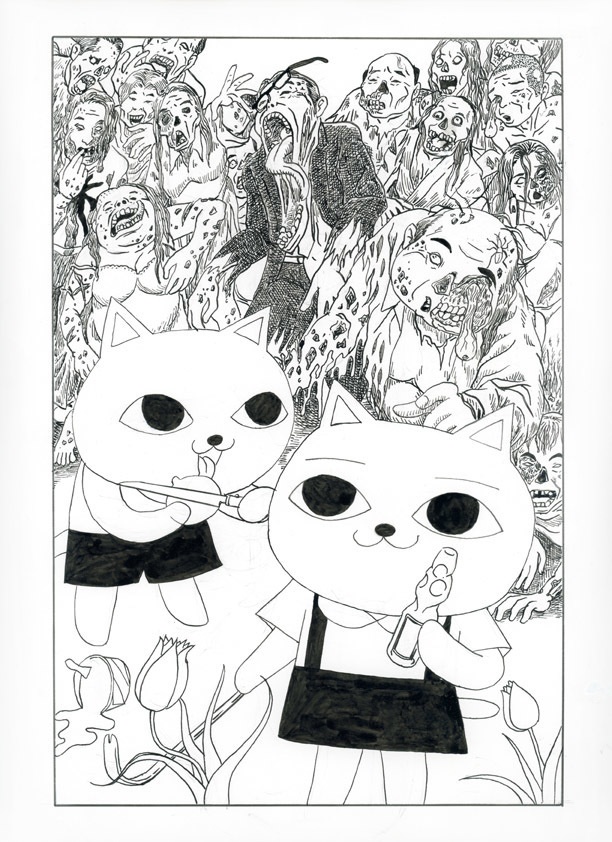原画　ねこぢるy 「汁ゾンビ表紙」 額付　2024年　©ねこぢるy