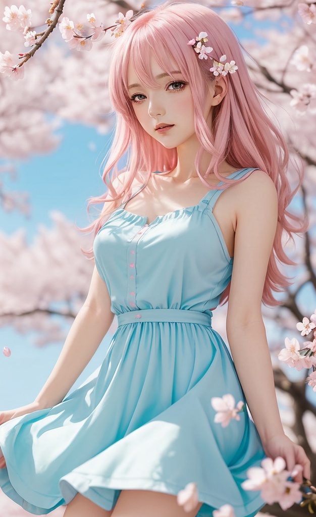 桜色の彼女 - 春の2Dポートレート 12枚セット【AI生成素材】